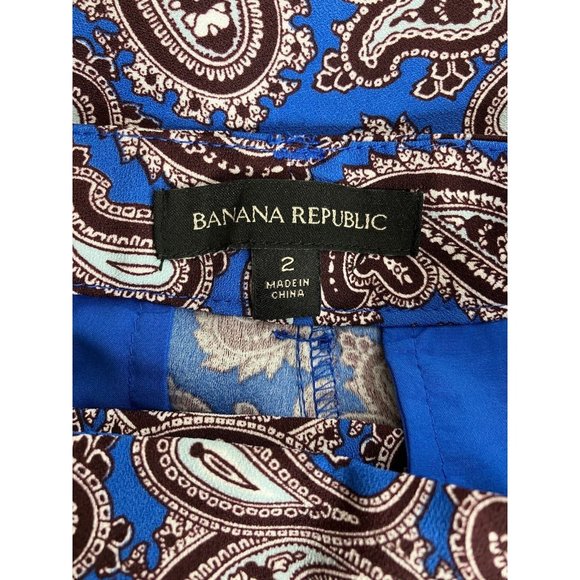 Banana Republic Women's Size 2 Blue Paisley Blake Pants - Picture 6 of 8